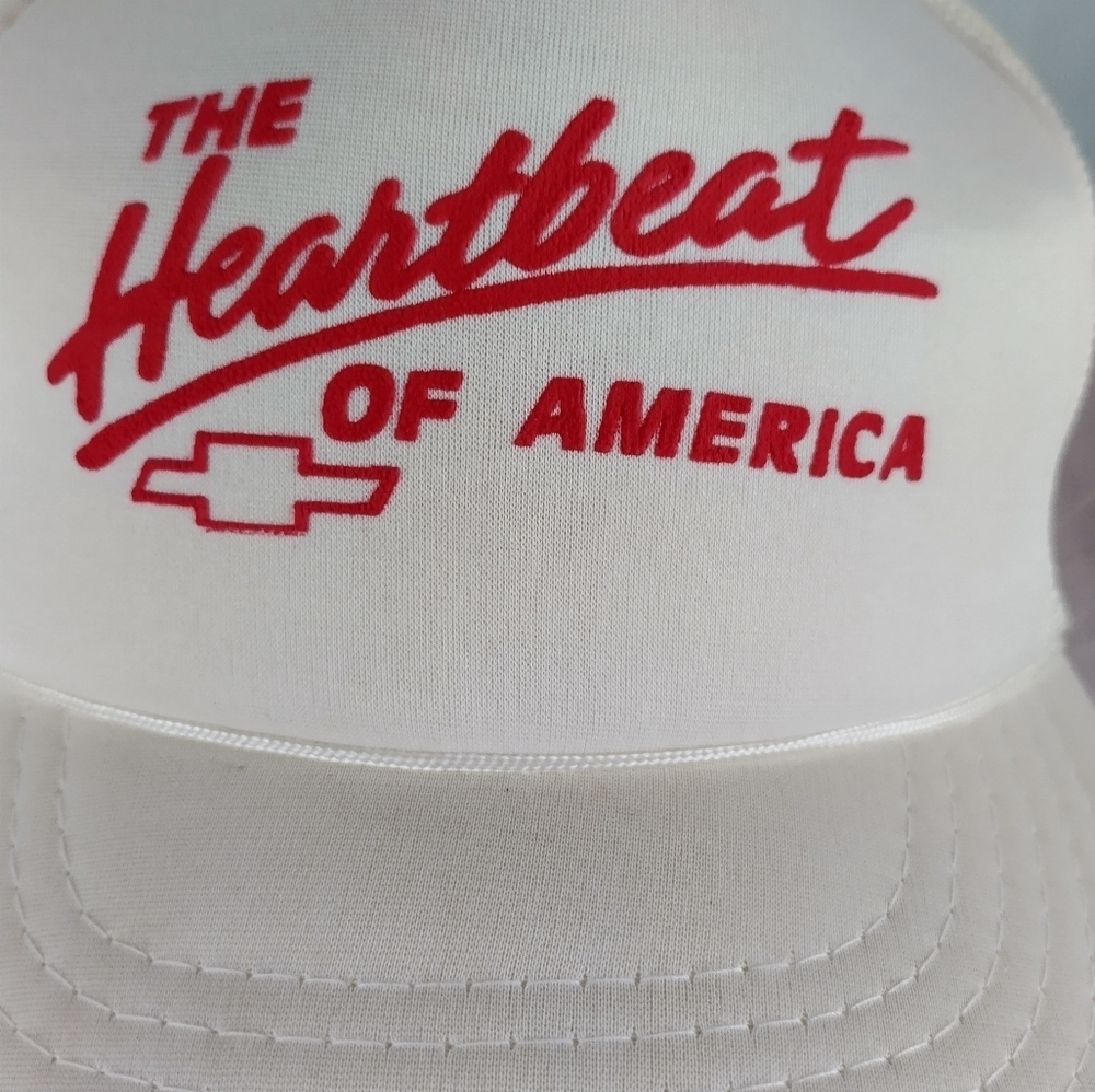 Vtg Chevrolet The Heartbeat Of America Trucker Hat Foam Snapback - Picture 2 of 13